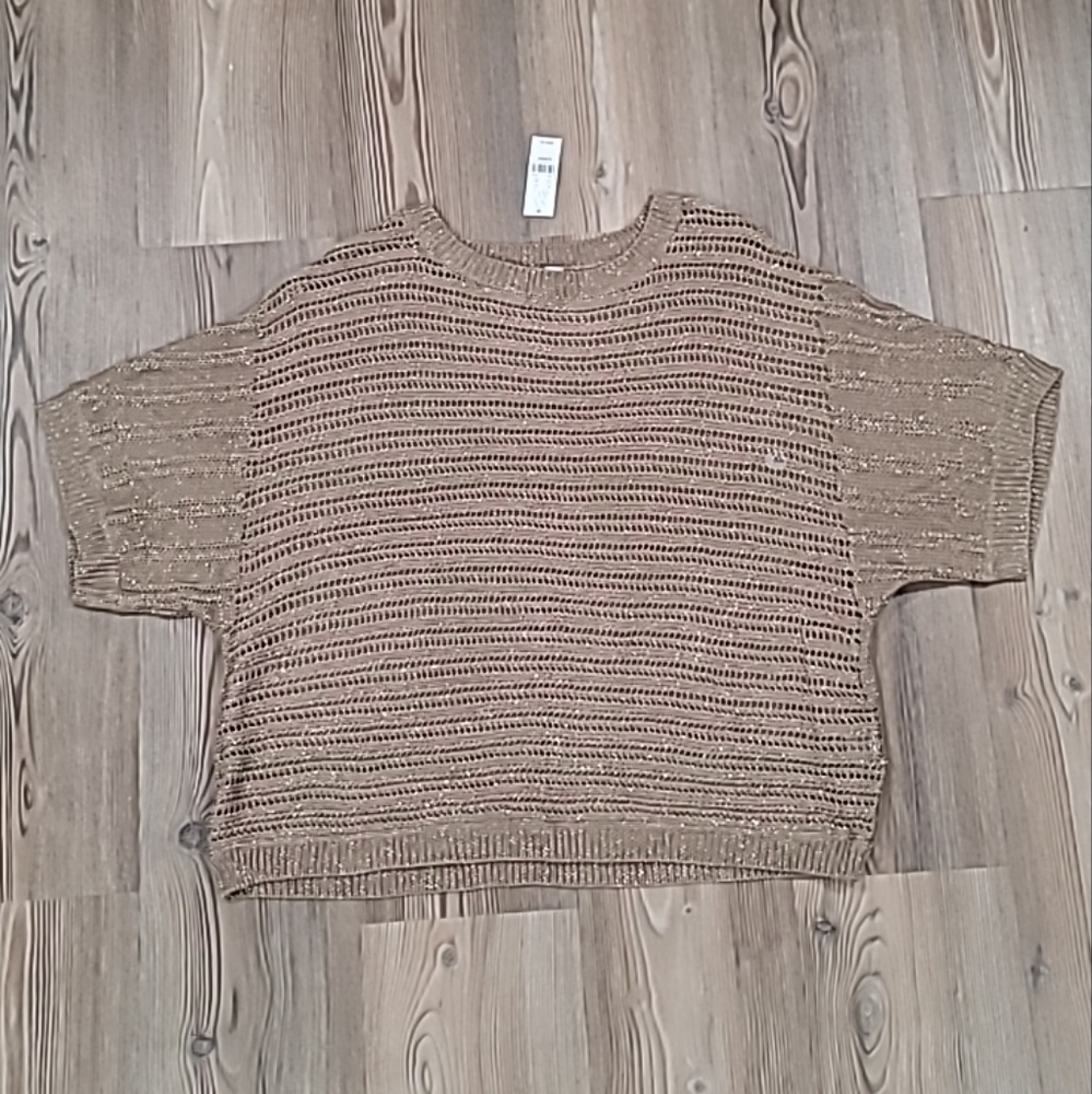 NY&C Women's Sparkling Asymmetrical Sleeves Open Knitted Dinner Sweater Size XL.
